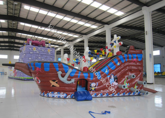 Besar Anak-anak Luar Ruangan Kapal Bajak Laut Tiup Tahan Api PVC digital lukisan tiup bajak laut perahu rumah melompat