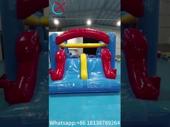 Commercial Bounce House Dengan Blower Double Slide Inflatable Bounce House Dengan Combo Double Slide