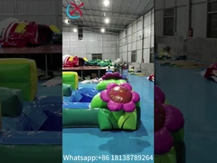 Outdoor Bounce House dengan Slide Jungle Animals Inflatable Bouncy Castle dengan Slide Combo