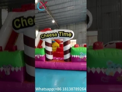 Desain Baru PVC Inflatable Bouncy Castle Cheese Time Inflatable Fun City Dengan High Slide