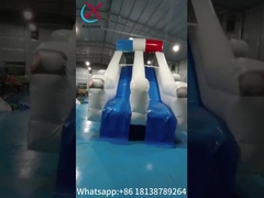 Customized Backyard Inflatable Slide Polisi Patrol Wagon Karton Inflatable Double Dry Slides