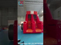 Disesuaikan Inflatable Slide Pemadam Kebakaran Truk Karton Inflatable Double Dry Slides