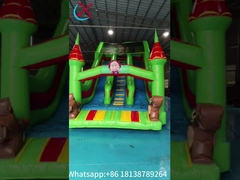 Komersial Grade PVC Inflatable Dry Slide Dengan Pilar Warna Inflatable Double Slides Untuk Anak-anak