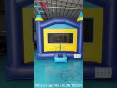 1000d Rumah Lompatan Terbakar Blue Square Castle Bouncer Untuk Taman Hiburan