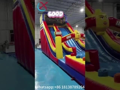Tarpaulin Giant Inflatable Dry Slide Inflatable Castle Tema LEGO Untuk Anak-anak Dan Dewasa