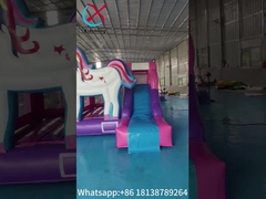 Kastil Unicorn Inflatable Kartun Rumah Bounce Inflatable Dengan Slide Jumping House Untuk Anak-anak