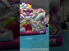 Desain Baru Digital Pencetakan Rumah Bounce Inflatable Dengan Slide Unicorn Inflatable Jumping Castle