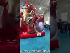 Desain Baru Digital Printing Inflatable Bounce House Dengan Slide Marvel Iron Man
