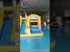 Commercial Fireproof Combo Inflatable SpongeBob SquarePants Bounce House Dengan Slide