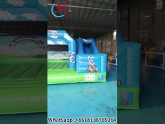 Popular PVC Tarpaulin Bounce Rumah Inflatable Dengan Slide Blue Sky Combo Inflatable Untuk Luar Ruang
