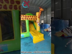 Komersial Grade Outdoor Inflatable Combo Zoo Giraffe Inflatable Bounce House Dengan Slide Lucu