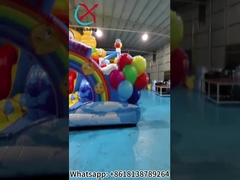 Kualitas Tinggi Fireproof Inflatable Slides Smile Emoji Inflatable Bounce House Dengan Slide Castle
