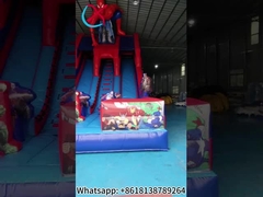 Commercial Inflatable Double Slides Spider-Man Inflatable Dry Slides Castle Untuk Anak-anak Dan Dewasa