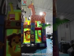 Binatang Kebun Binatang Panda Slide Kastil Inflatable