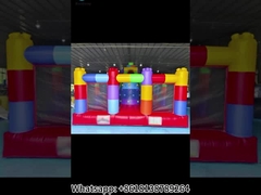 LEGO Block Splicing Inflatable Bouncy House With Slide Combo Untuk Anak-anak