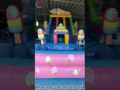 Slide Inflatable Es Krim Warna Inflatable Double Dry Slides Untuk Anak-anak
