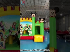 Custom Green Mickey Minnie Cute Anime Anak-anak bertema Jumping Castle
