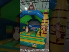 Pengunci Inflatable Dengan Slide Combo Jungle Monkey Castle Inflatable