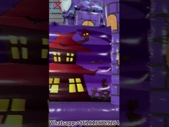 Kota Hiburan Tiup Labu Halloween Ungu Kastil Tiup