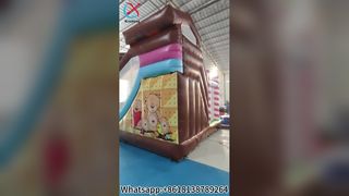 Rumah Bouncing Beruang Lucu dengan Perosotan untuk Anak-Anak