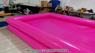 Pesta Kolam Renang Tiup Merah Muda Kustom Menyenangkan!