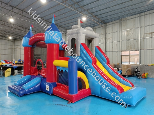 Outdoor Medieval Bounce Castle Rumah Bouncing Inflatable Dengan Slide Combo Rumah Bouncing Inflatable Untuk Anak-anak