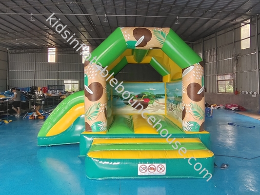 Komersial Grade Inflatable Combo Coconut Tree Sandbeach Inflatable Bouncy House Dengan Slide Jumping Castle Dijual