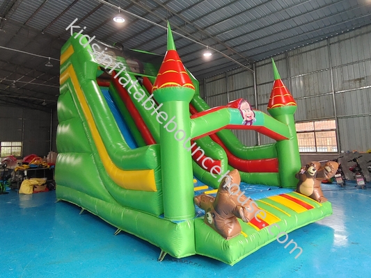 Komersial Grade PVC Inflatable Dry Slide Dengan Pilar Warna Inflatable Double Slides Untuk Anak-anak