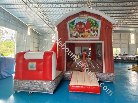 Komersial PVC Tarpaulin Fireproof Baffle Inflatable Bounce House With Slide Inflatable Combo Castle Untuk Anak-anak