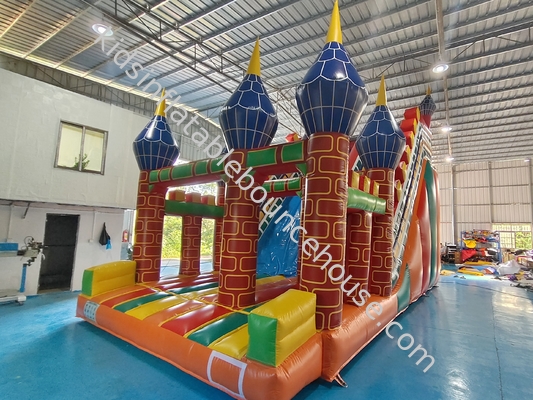 Komersial PVC Inflatable Slide Castle Wide Slides Exotic Charm Castle Inflatable Dry Slide Untuk Anak Dan Dewasa