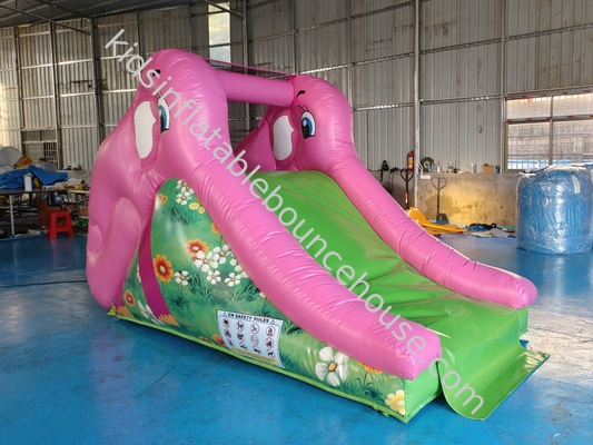Digital Printing Inflatable Dry Slide Small Inflatable Slide Pink Elephant Untuk Outdoor Indoor Untuk Anak-anak