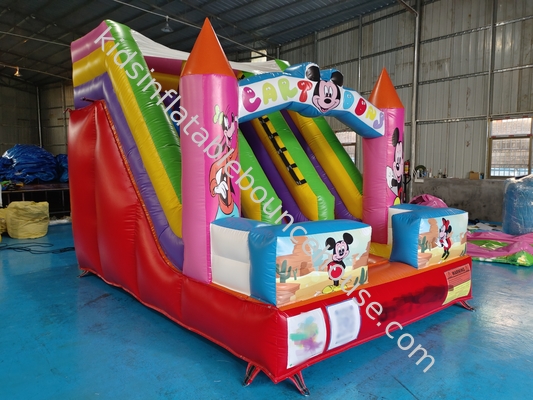 Percetakan Digital Komersial Slide Kering Inflatable Mickey Mouse Kartun Kastil Inflatable Untuk Outdoor Untuk Anak-anak