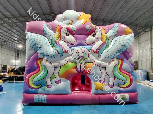Desain Baru Pencetakan Digital Rumah Bouncing Inflatable Dengan Slide Unicorn Inflatable Jumping Castle Untuk Anak-anak
