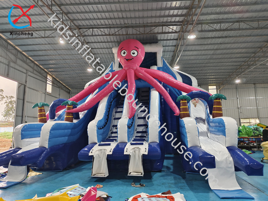 Pabrik Komersial Slide Inflatable Octopus Inflatable Double Dry Slides Outdoor
