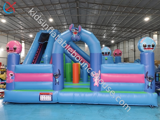 Digital Printing Inflatable Combos Stitch Inflatable Bouncy House Dengan Slide