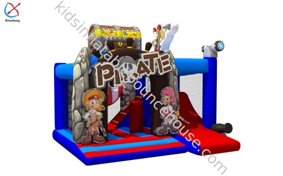 Desain Baru Digital Pencetakan Inflatable Bajak Laut Bounce House Dengan Slide Untuk Anak-anak