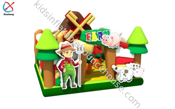 Outdoor Inflatable Bouncy House With Slide Farm Kastil Inflatable Untuk Anak-anak