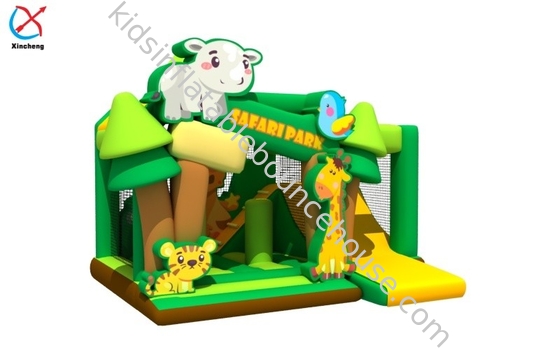 Rumah goyang tiup komersial dengan slide kombo Safari Park Prionble