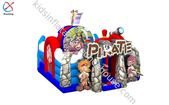 Komersial Custom Inflatable Pirate Fun City Inflatable Castle Untuk Anak-anak