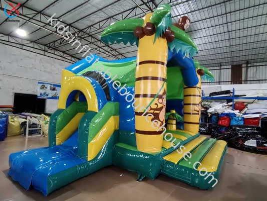 Customized Inflatable Bouncer Dengan Slide Combo Jungle Monkey Inflatable Castle
