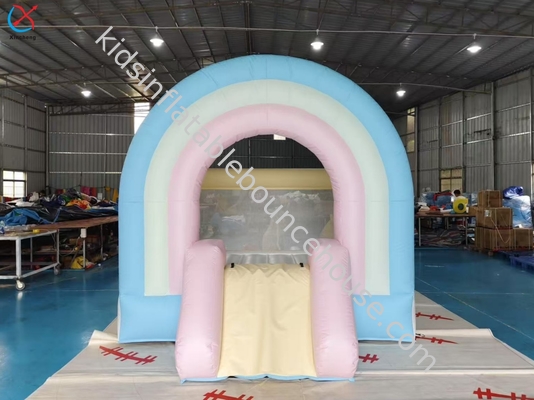 Pabrik Bounce House Slide Combo Rainbow Indoor Inflatable Bounce Dengan Slide