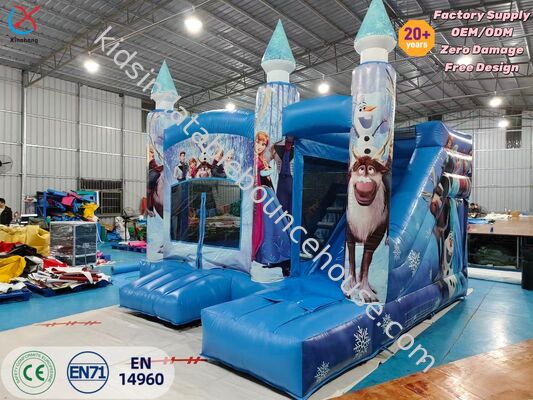 Kualitas tinggi beku bertema rumah bouncing kembung dengan slide untuk menyewa pesta