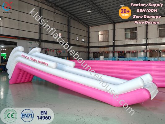 Pink Inflatable Yacht Water Slide Custom Inflatable Slide untuk Hiburan Air Yacht